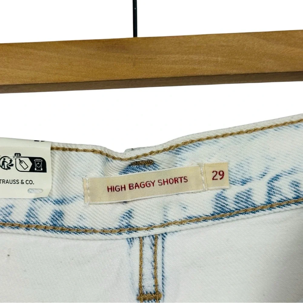 Levi’s Focus on the Present High Rise Baggy Bleached Light Washed Denim Shorts